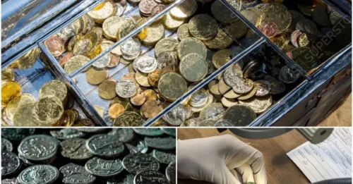 A treasure trove of more than 4,000 rare coins dating back to ancient Rome was discovered in his garden after lying under a cherry tree for 1,700 years