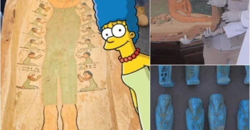 Ancient Egyptian Sarcophagus Reveals Mysterious Painting Resembling Marge Simpson!