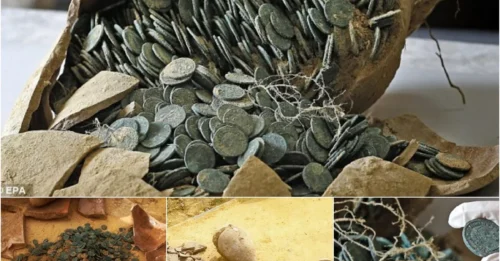 Construction workers discover a treasure trove of Roman coins from the 3rd century AD weighing a staggering 1,300 pounds