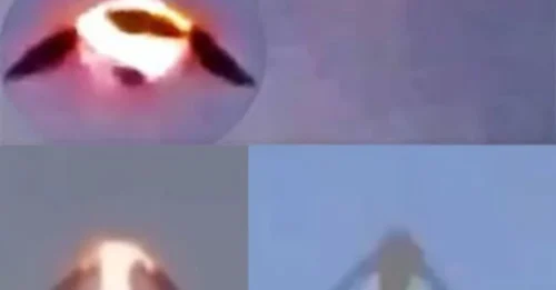A glowing craft with spinning fiery thrusters hovered silently—its origin unknown, as a U.S. officer whispered, “It could be alien.”