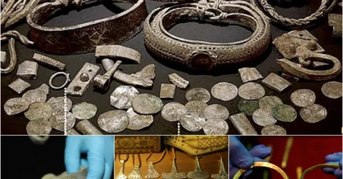 Using a metal detector to detect a lead metal box, a lucky man discovered a 1000-year-old Viking treasure