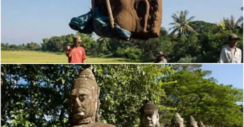 Massive Statue Heads Discovered at Banteay Chhmar Temple in Cambodia