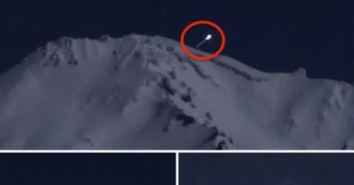 A glowing craft sH๏τ from a California mountain peak—captured on camera and hailed as proof: aliens walk among us.