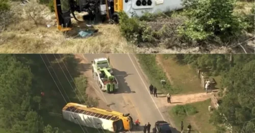 Nueve niños resultaron heridos al volcarse una escuela en Texas en un terrible accidente.