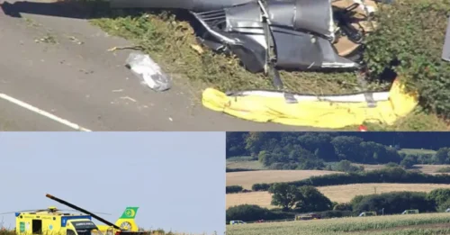 Tres muertos en un accidente de helicóptero en la Isla de Wight y una persona gravemente herida después de que el avión girara en espiral y se estrellara en un campo durante una lección de vuelo.