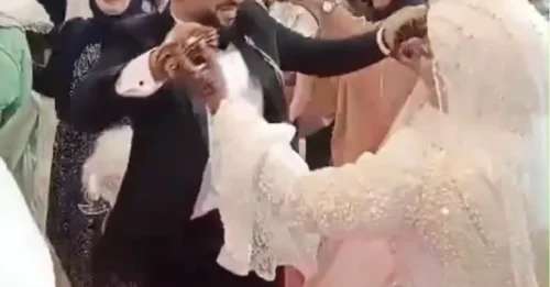 Momento de terror: el novio muere repentinamente mientras bailaba en su boda con su novia en Egipto
