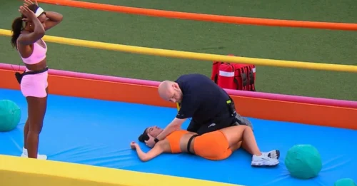 WIPED OUT! Love Island Games' Nicola Gets TAKEN DOWN by Dual Opponent, Needs Medics to Escort Her Off in a Shocking Scene